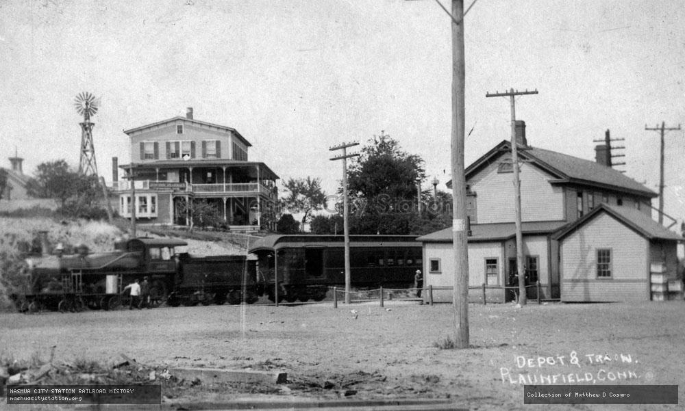 Postcard: Depot and Train, Plainfield, Connecticut